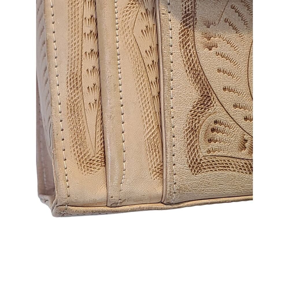 Vintage Hand Tooled Genuine Leather El Venado Purse 70s Mex Floral Mayan Craft - Picture 5 of 16